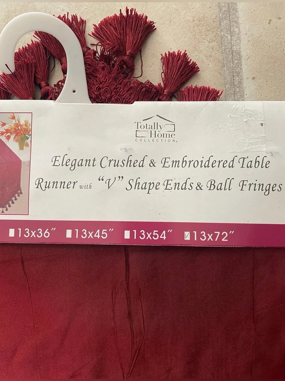 Elegant Red Table Runner with Tassel Trim